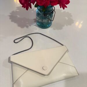 Antonio Melani cream leather envelope clutch bag